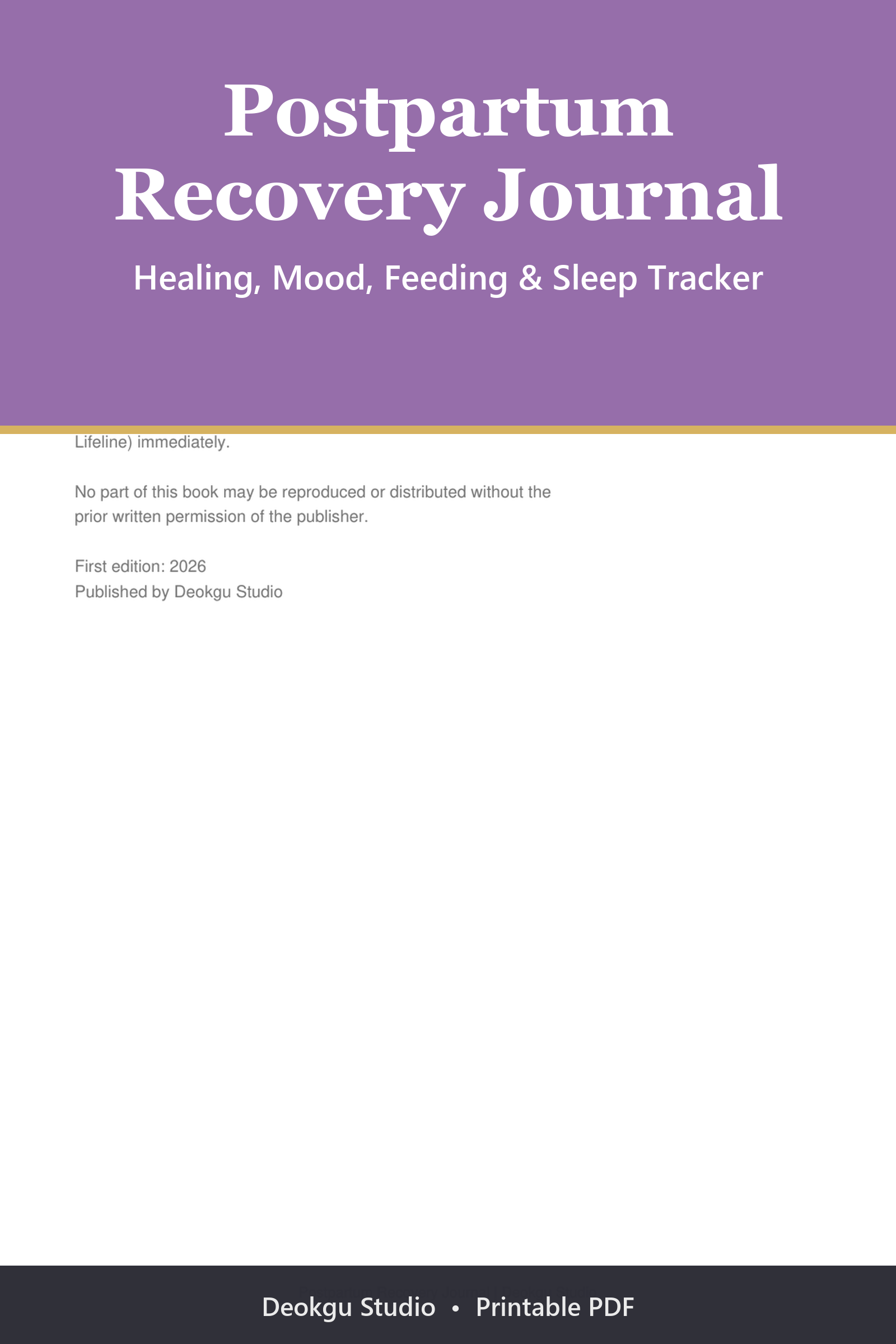 Postpartum Recovery Journal 2026 printable PDF